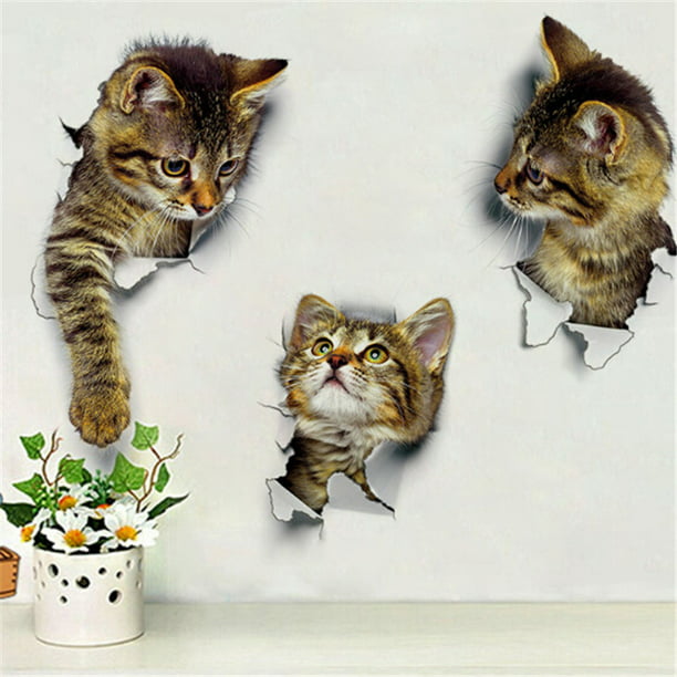 Cute Cat Wall Sticker For Living Room Bedroom Cupboard Toilet Decoration Kp